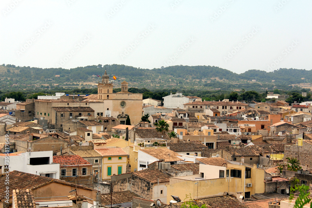 Beautiful panoramic view of the old town of Arta, Mallorca island, Spain