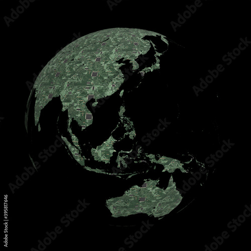 Printed Circuit Board Earth. 3D render.