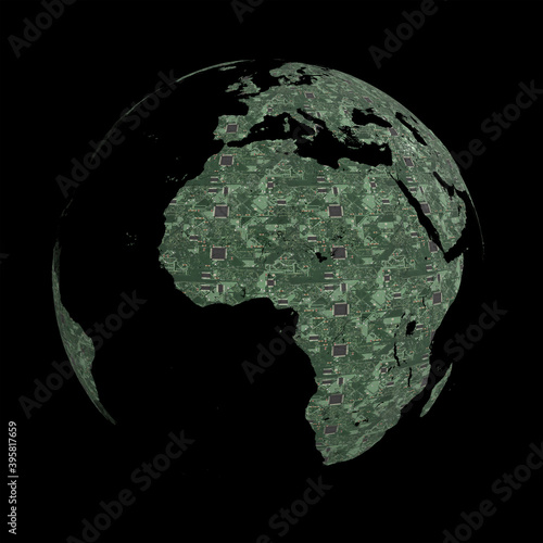 Printed Circuit Board Earth. 3D render.