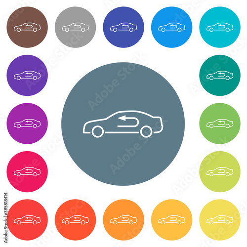 Car airflow adjustment internal flat white icons on round color backgrounds