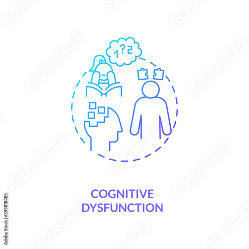Cognitive dysfunction concept icon. CFS symptom idea thin line illustration. Language comprehension and word-finding abilities. Multiple sclerosis. Vector isolated outline RGB color drawing