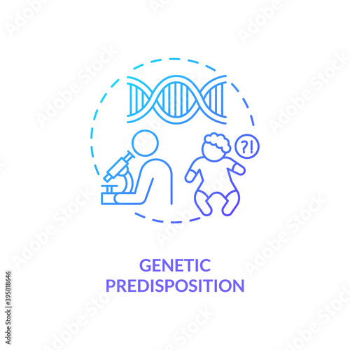 Genetic predisposition concept icon. Chronic fatigue risk inheriting idea thin line illustration. Genetic susceptibility. Mental, physical health conditions. Vector isolated outline RGB color drawing