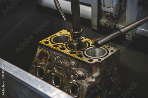 Картината върху платно Boring and honing of a cylinder block