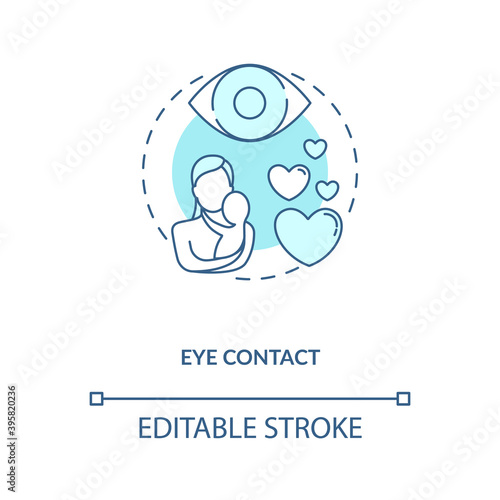 Eye contact concept icon. Breastfeeding pros. Look into your child for strong mental connection. Newborn talking idea thin line illustration. Vector isolated outline RGB color drawing. Editable stroke