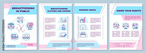 Breastfeeding in public brochure template. Nursing areas. Flyer, booklet, leaflet print, cover design with linear icons. Vector layouts for magazines, annual reports, advertising posters