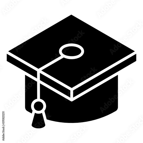 
Graduation headpiece, glyph isometric icon of mortarboard 
