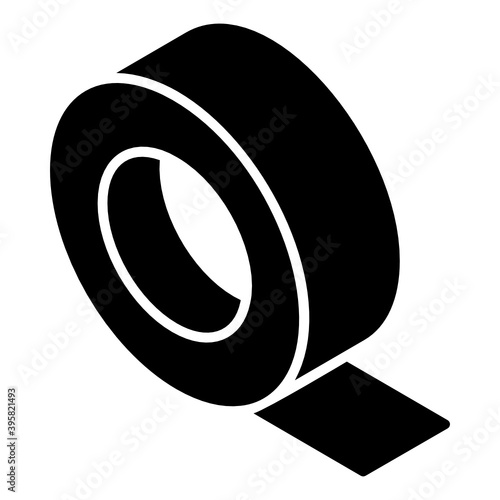 
Adhesive tool, glyph isometric icon of tape roll 
