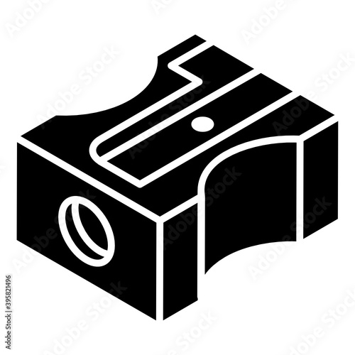 
Pencil sharp tool, sharpener icon in glyph isometric style 
