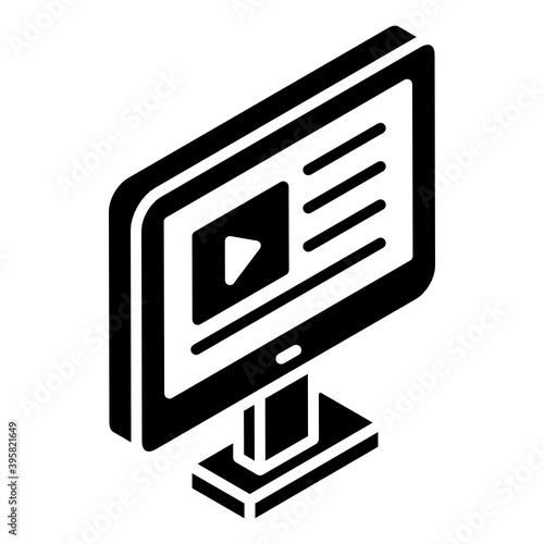 
Video tutorials, a trendy glyph isometric icon of video streaming 
