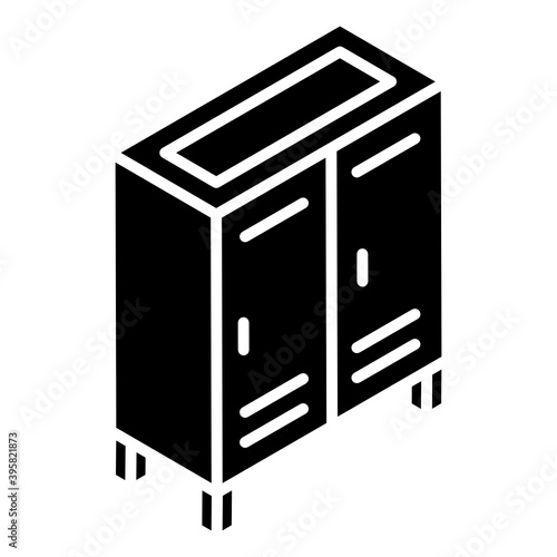 
A chest of drawers, glyph isometric icon of cabinet 
