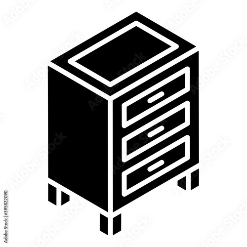 
A steel chest of drawers, glyph isometric icon of office cabinet 
