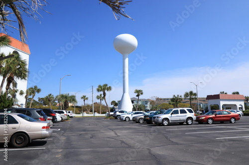 Slika na platnu Spheroidal type water tower designed to distribute the water supply system aroun