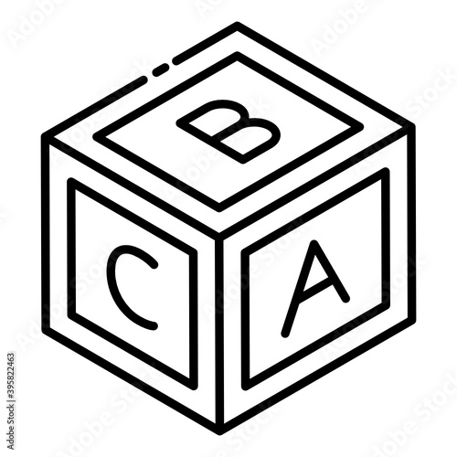 
Primary letter cube, glyph isometric icon of alphabet block 
