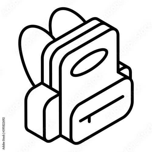 
School bag icon in glyph isometric vector design
