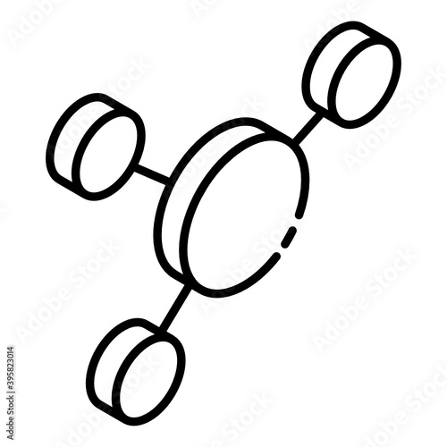
Polymers structure, glyph isometric icon of molecules 
