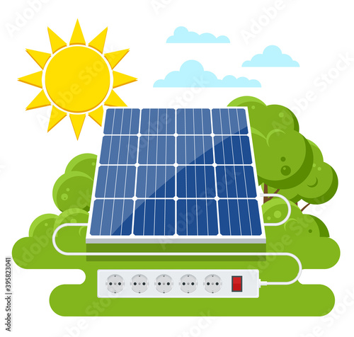 Solar panel. Renewable energy sources. Backup power energy storage system.