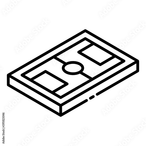 
Sports playing patch, glyph isometric icon of football pitch 
