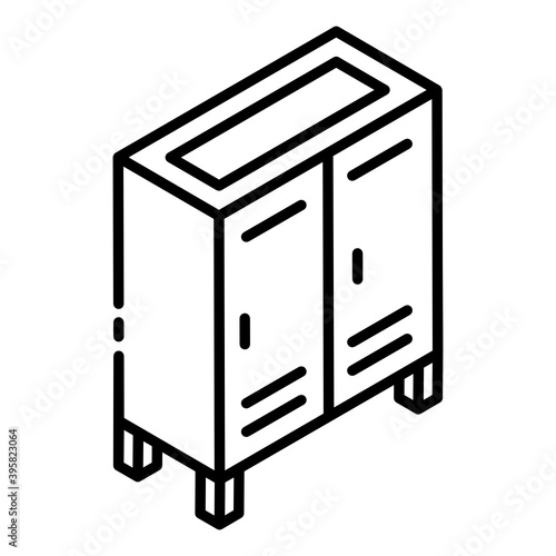 
A chest of drawers, glyph isometric icon of cabinet 
