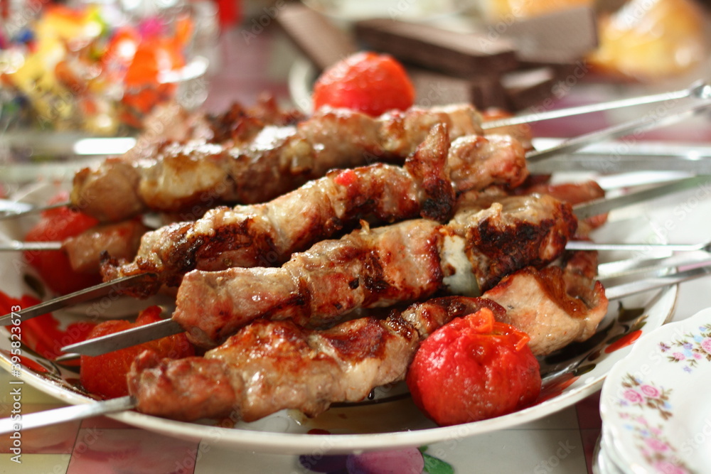 shish kebab (meat) on the barbecue