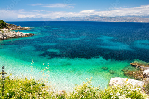 azure sea in Kassiopi on Corfu island Greece