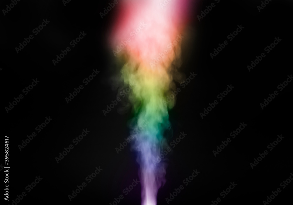 Rainbow color smoke explode up in the air on black background Rainbow color smoke explode up in the air on black background