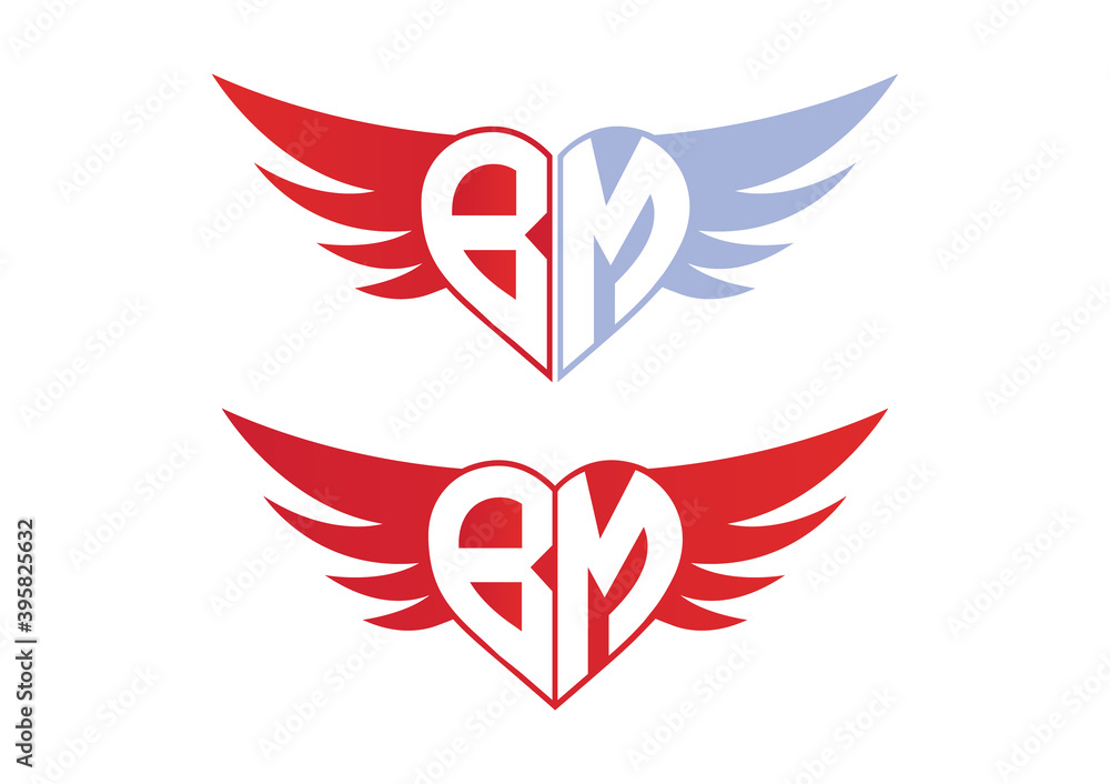 BM Valentine Love Alphabet Logo Design Concept BM Valentine Love Alphabet Logo Design Concept
