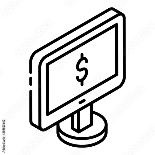 
Ebusiness glyph isometric icon showing dollar symbol 
