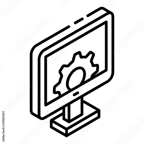 
Computer setting glyph isometric icon showing configuration 
