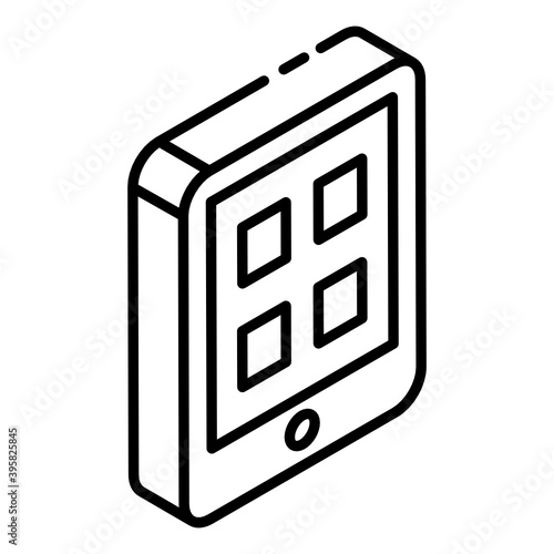 
Communication device, glyph isometric icon of mobile apps 
