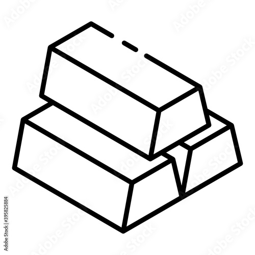 
Gold bricks glyph isometric icon, gold stack 
