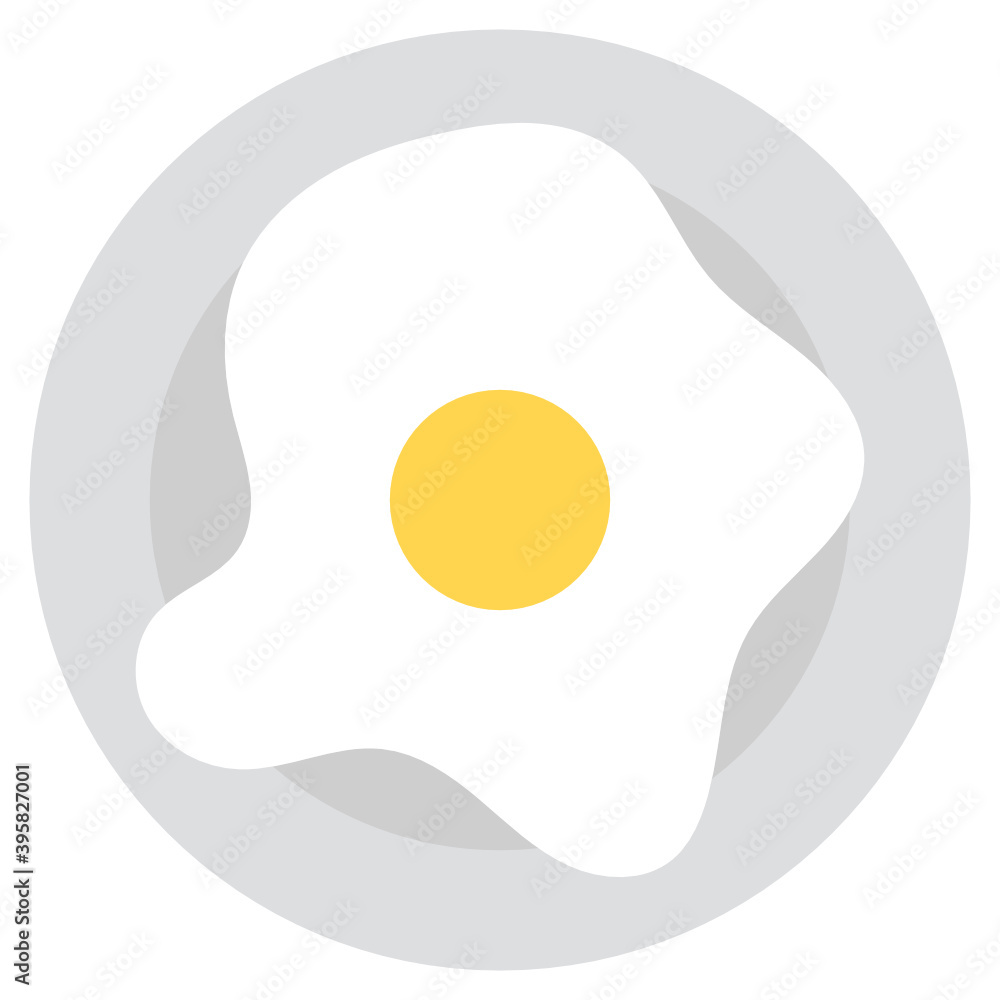 Morning breakfast item, flat icon of fried egg
Morning breakfast item, flat icon of fried egg