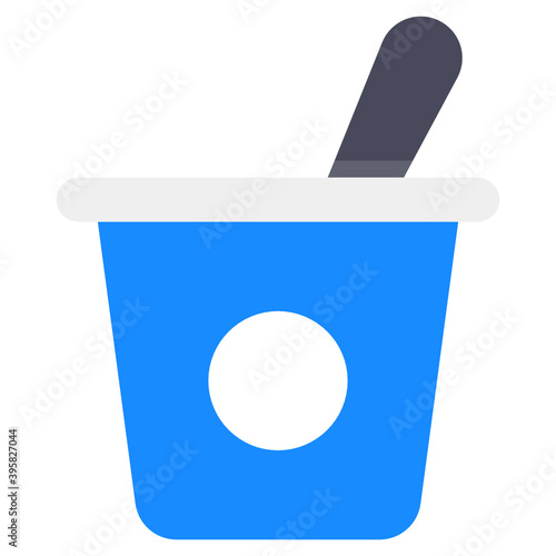 
Packed dairy product, flat icon of yogurt 
