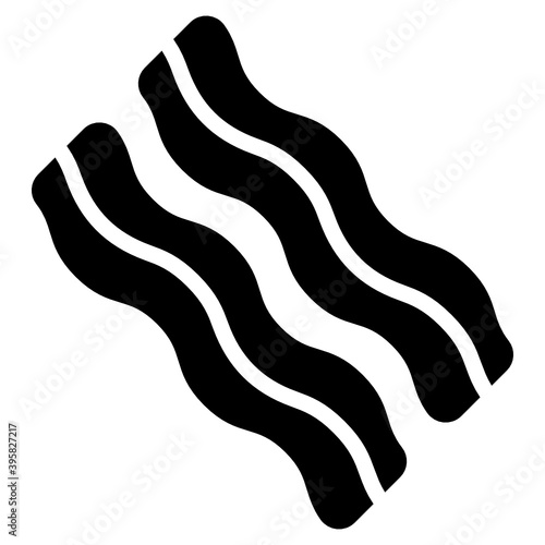 
Pork meat strips, flat icon of bacons 
