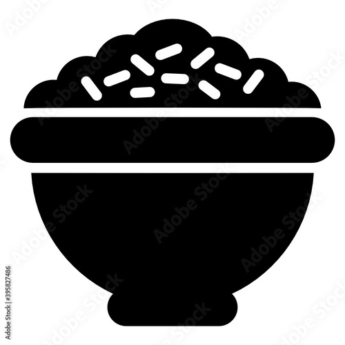 
Rice bowl, icon design of boiled rice 
