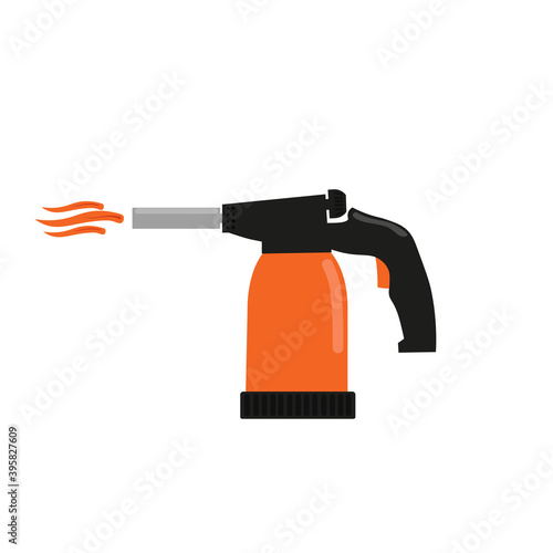 Blowtorch with fire vector illustration in style flat. photo