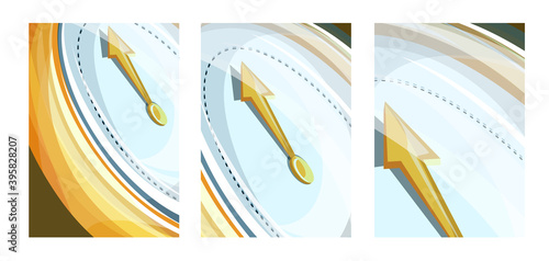 Vector image, consisting of a set of pictures with different approximations of the dial and the clock hands. Concept. EPS 10