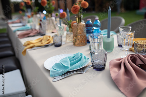table setting outside beautiful view