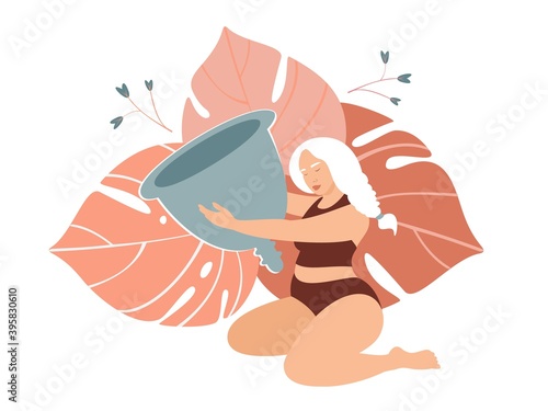 Menstruation theme. Zero waste period. Menstrual Cup. Menstrual protection, feminine hygiene. Vector cartoon flat graphic illustration.
