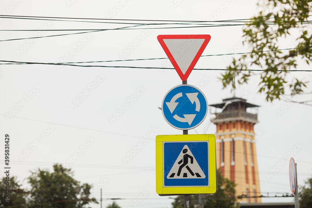 road signs on the streets in russia