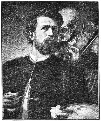 Obraz na plátně "Self-Portrait with Death Playing the Fiddle" by a Swiss painter of Arnold Boecklin