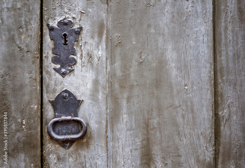 Ancient baroque door detail, Tiradentes, Minas Gerais, Brazil