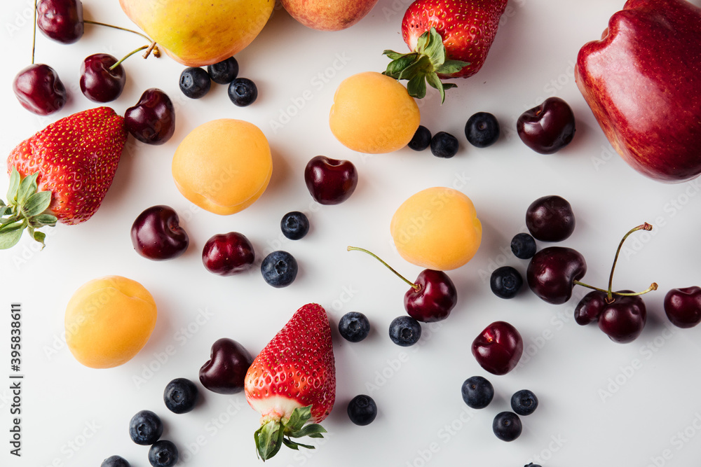 Healthy vegetarian vegan clean food fruits on white background Healthy vegetarian vegan clean food fruits on white background