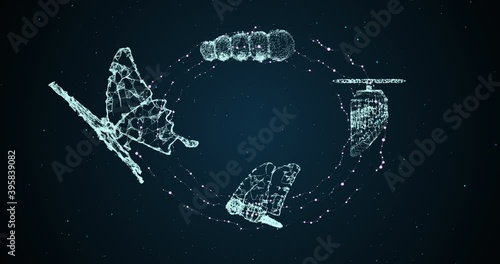 3D Illustration Innovation evolution butterfly for abstract concept of freedom develop future business technology leadership disrupt transform change innovation 5G fintech blockchain network gr