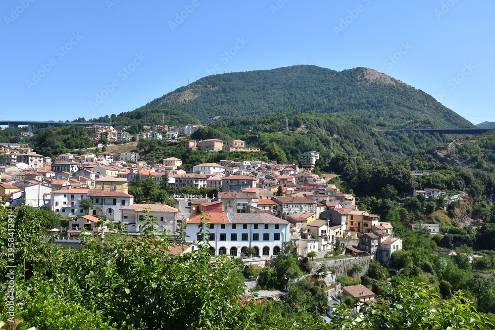 Panoramic view of Lagonegro, an old city of the Basilicata region, Italy.