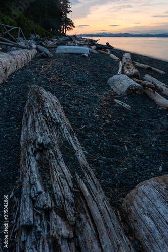 Bere Point beach at dusk, Sointula, Malcolm Island photo