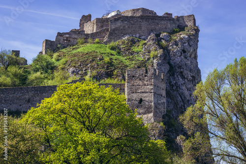 Canvas Print Mediaeval castle on a hill in Devin, former village nowdays part of Bratislava c