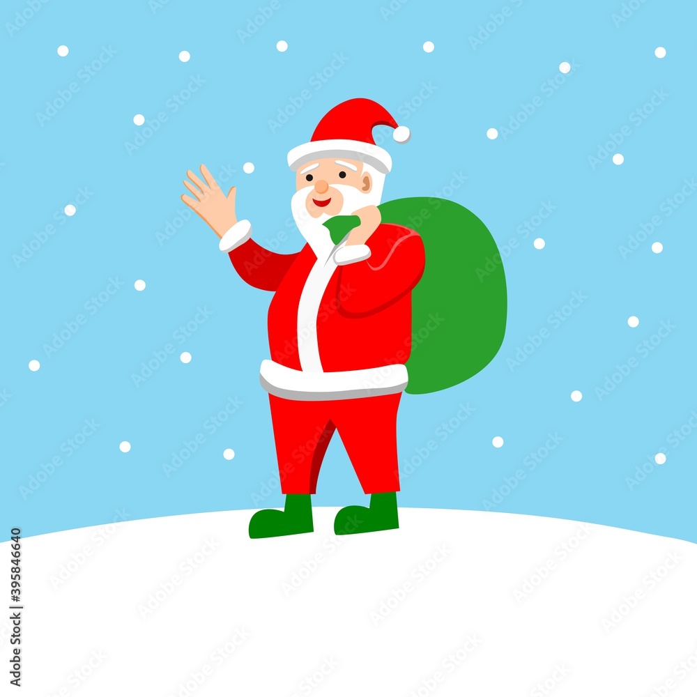 Santa Claus cartoon design brings gifts. flat and simple cartoon design. designs are used for poster templates, banners and children's books Santa Claus cartoon design brings gifts. flat and simple cartoon design. designs are used for poster templates, banners and children's books