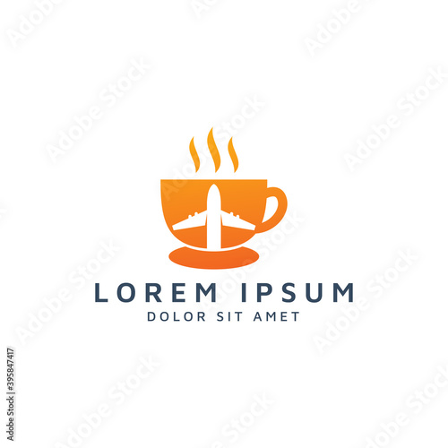 coffee and plane negative space logo design