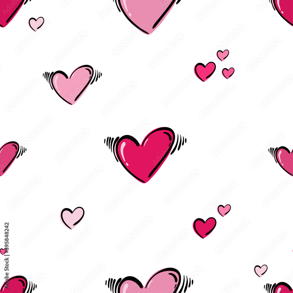 Vector abstract seamless pattern with hearts. Love.