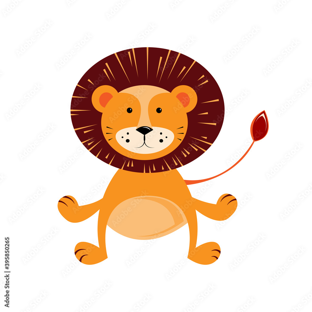 Fototapeta premium Vector abstract illustration of a lion. Funny animal.